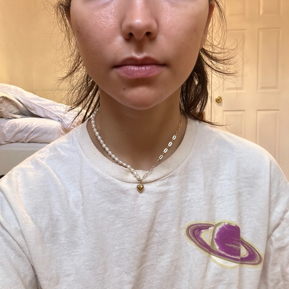 18k Gold Plated Link Chain and Pearl Necklace - Picture 4 of 4